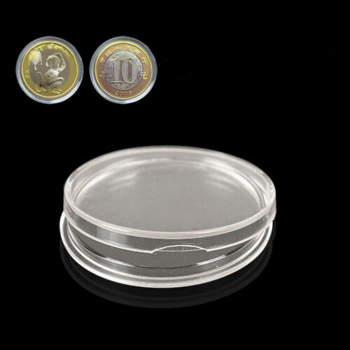10pcs 27mm Applied Clear Round Cases Coin Storage Capsules Holder Plastic YT