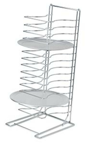 Pizza Tray Stand Heavy Duty 15 Shelf in Chrome Plated Steel Rod