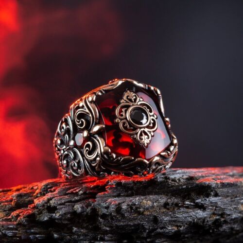 Ruby Men's Ring 925 Sterling Silver Turkish Handmade Jewelry All Size 