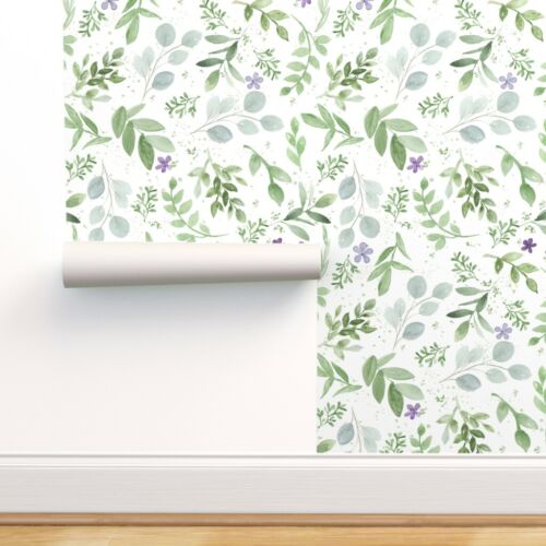 Peel-and-Stick Removable Wallpaper Greenery And Lavender Violet Green Floral