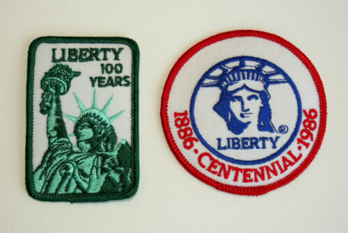 2 Vtg 1986 Statue of Liberty 100 Years Centennial Park Ranger Patch New NOS 