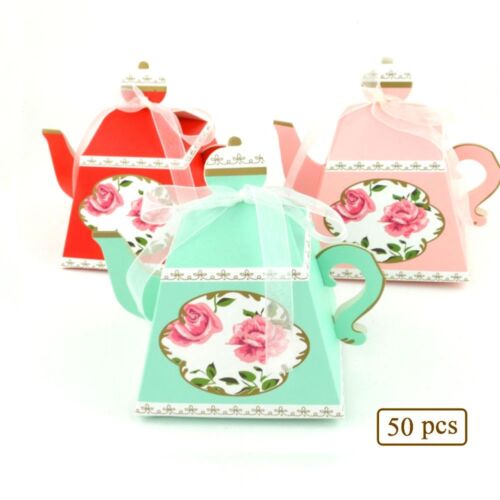 50//100Pcs TeaPot Paper Boxes Candy Sweets Cookies Biscuits Party Favour Gift Bag