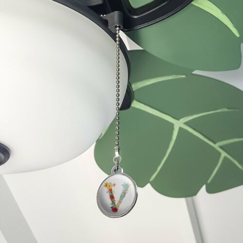 Letter V Floral Monogram Initial Ceiling Fan and Light Pull Chain