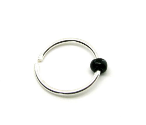 Sterling Silver Nose/septum Hoop Wire Rings endless 22 Gauge Black Bead 
