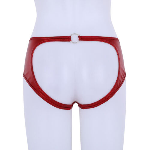 US Women Open Crotch Briefs Leather Jockstrap Knickers Lingerie Thongs Underwear
