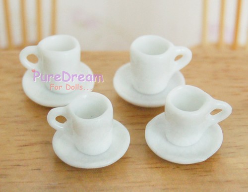 Wholesale 1:12 Dollhouse Tableware White 20 Coffee Cup /& 20 Plate Ceramic DC019