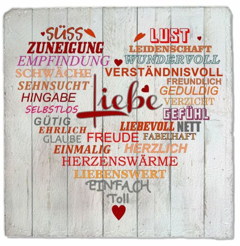 Wand-Schild Liebe mit Herz Schiefer Deko Wandbild Druck Schilder V-Lie 20x20cm