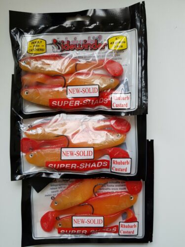 Sidewinder Super Shad Leurres 3 Packs 5/" Rhubarbe//Crème 43 g