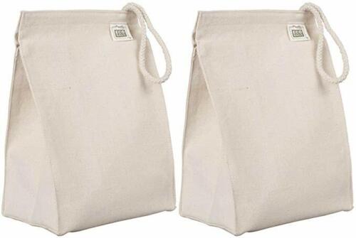2 Pack ECOBAG Products Recycled Cotton Canvas Reusable Lunch Bag 