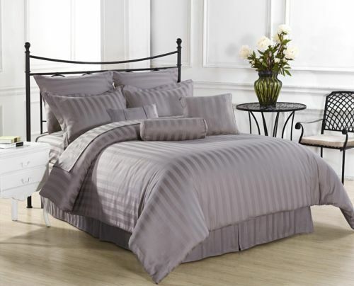 1000/1200 Thread Count Bedding Items Egyptian Cotton Silver Grey Stripe All Size 