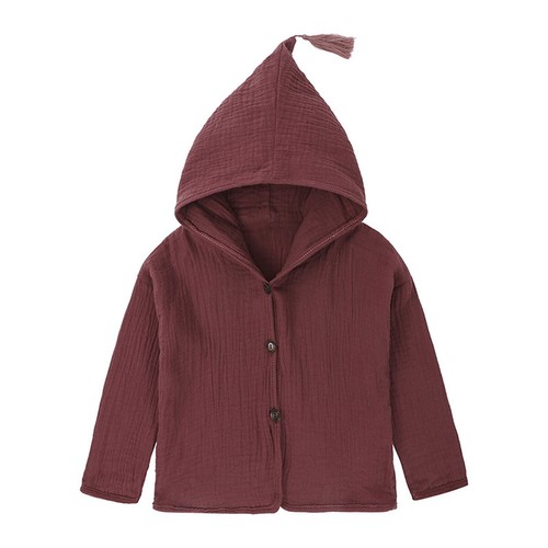 Kids Baby Girls Boy Cotton Linen Hooded Coat Jacket Infant Tassel Outerwear Tops