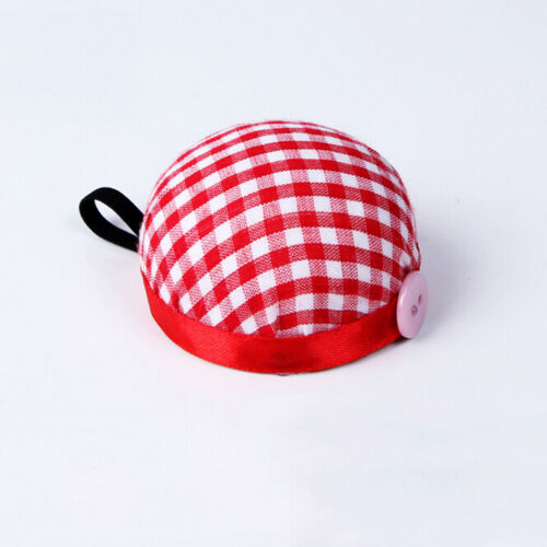 Plaid Grids Needle Sewing Pin Cushion Wrist Strap Tool Button Storages Holder OC 