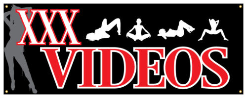 Set of 2 32inx80in Vinyl Banner Sign XXX Videos #1 Style C Business Pornograpy Marketing Advertising White 6 Grommets Multiple Sizes Available 