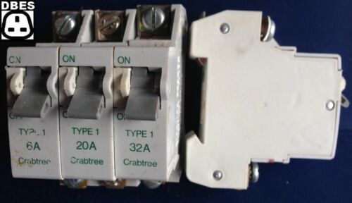 Details about  / CRABTREE MCB SB6000 Series Type 1 /& 2 6A 16A  32A BS3871