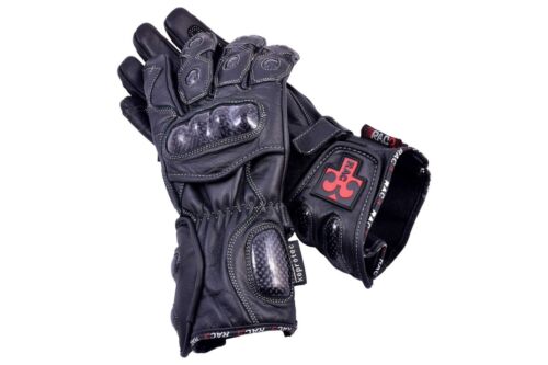 RAC3 Motorbike Motorcycle Carbon Molded Knuckle Real Cowhide Leather Gloves