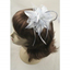 Femmes Gris argenté Mariage Fleur en tissu et plume sur clair peigne