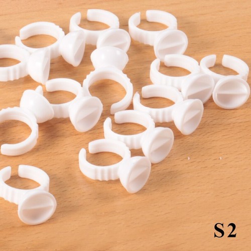 100Pcs Disposable Tattoo Pigment Rings Ink Holder Pallet Eyelash Extension Glue