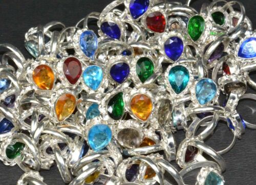 Mix Gemstone 925 sterling silver overlay 30pcs Rings wholesale Lot First Deal ! 