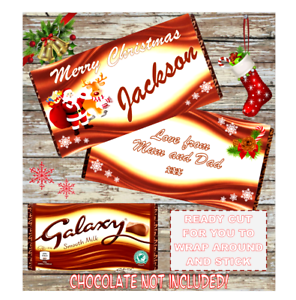 Envoltura De Barra De Chocolate Personalizadas Galaxy 114g Santa Rudolph Muñeco De Nieve Trineo