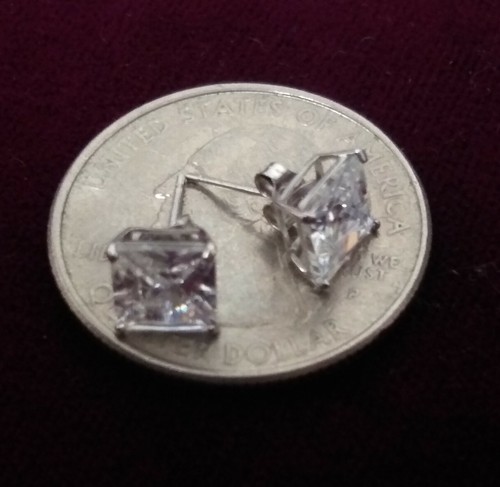 Details about / 14k White Gold Studs 6mm Square CZ Cubic Zirconia