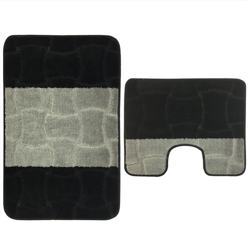 Badgarnitur Duschvorleger Badmatte WC Bad Matten 60x100//50x60 Schwarz TPB3504sz4