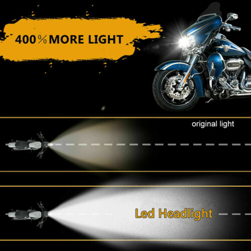 Chrome 7inch LED Headlight Halo DRL for Harley-Davidson Honda Yamaha Motorcycle 