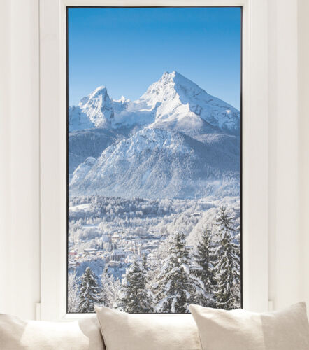 Alpen Fensterfolie Berge Winter Bayern Sichtschutz Fensterbild Qualitätsfolie