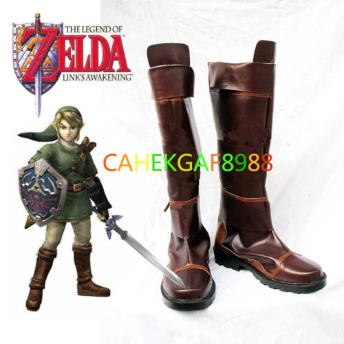 Nuevo La Leyenda de Zelda Link Animé Disfraz Zapatos Botas Marrón Cosplay #PP