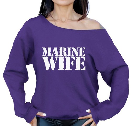 Marine Wife Off Shoulder Sweatshirt Valentine Marine Wife Sweater Marine Gifts