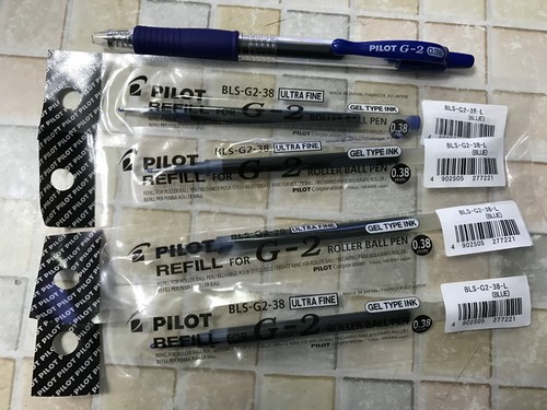 Pilot G2 0.38 mm retractable roller ball pen BLUE BL-G2-38 x 1 pen /& 4 refills