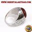 Anello in argento 925 con corniola tonda a semisfera