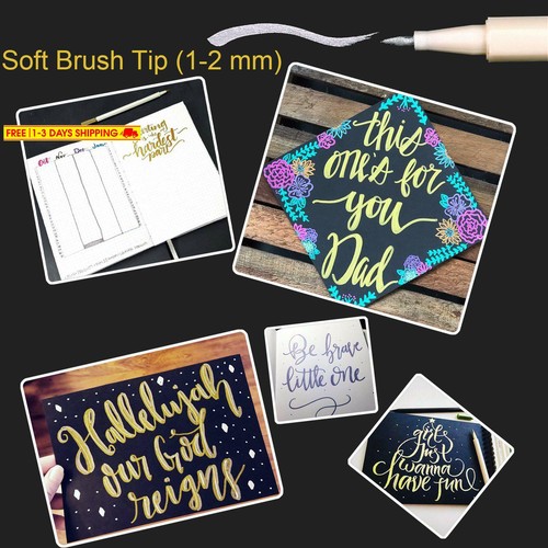 Metallic Brush Markers Set Of 15 Assorted Colors For C Dyvicl Metallic Markers
