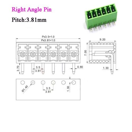 Right Angle 2Pin 3.81mm KF2EDG PCB Terminal Block Screw Connectors Male/&Female