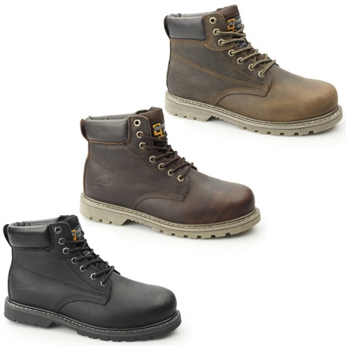 Grafters Mens SB SRA Leather Steel Toe Padded Goodyear Welted Work Safety Boots