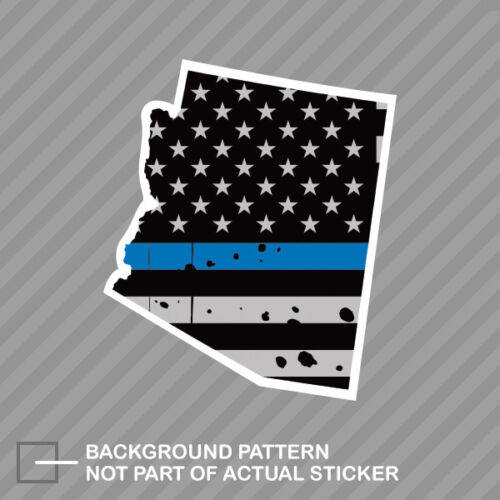 Distressed Thin Blue Line Arizona State Shaped Subdued US Flag Sticker police AZ