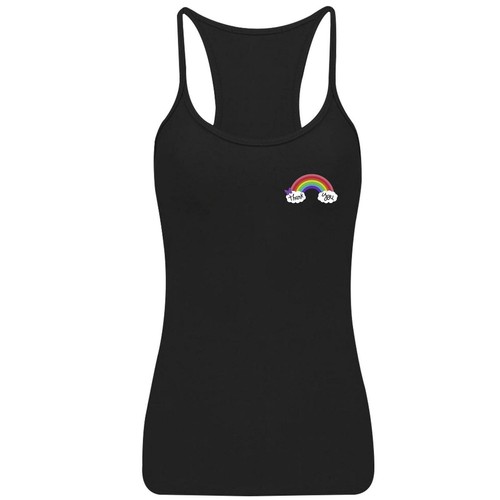 Femmes Arc-en-NHS merci Lycra Gilet Sans Manche À Bretelles Dos Nageur Top 8095