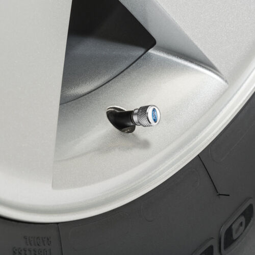 Ford Logo Blanc Sur Argent Chromé Aluminium Tire Valve Stem Caps