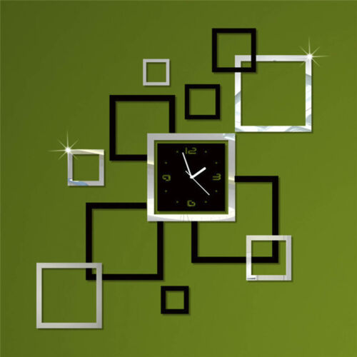 3D DIY Wall Clock Home Modern Decor Crystal Mirror Sticker Living Room Stylish