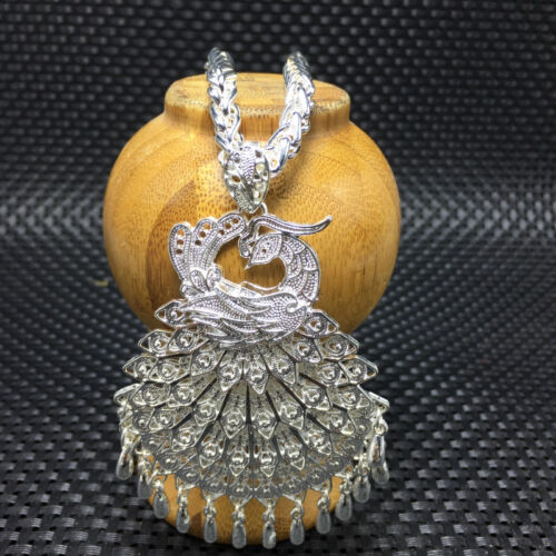 Details about  /  China/'s miao Tibetan Silver Attractive handmade peacock pendant /& necklace