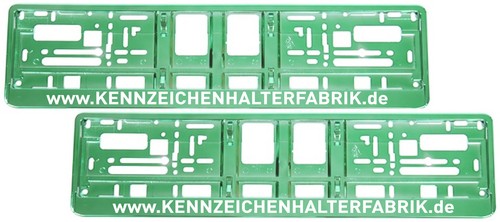 2 Stück Kennzeichenhalter Chrom GRÜN mit WUNSCHTEXT Nummernschildhalter Satz NEU