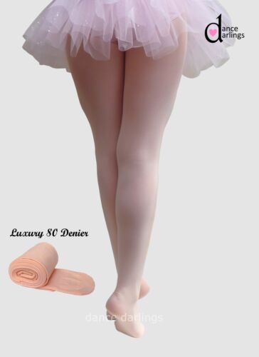Professional 80 Denier Kids Girl's Pink Ballet Dance Tights FULL FOOT 