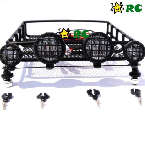 rc crawlers Tamiya Axial RC4WD 1/10 RC Metal luggage roof rack w/ led light bar 