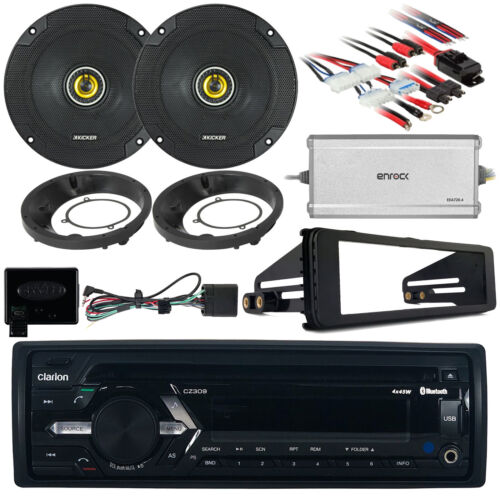 6.5/" Speaker Set Amp Harley Install FLHT Dash Adapter Kit Bluetooth CD Radio
