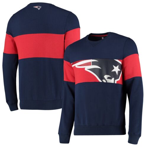 Mens Navy New England Patriots Cut And Sew Crew Neck Sweatshirt