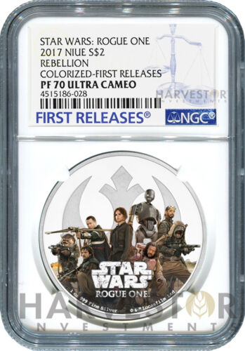 NGC PF70 FIRST RELEASES W//OGP 2017 SILVER STAR WARS ROGUE ONE REBEL ALLIANCE