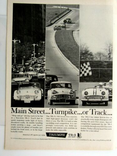 1961 Triumph TR3 Main Street Turnpike Or Track Original Print Ad 8.5 x 11" 