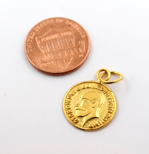 22k Solid Gold King George V Gold Sovereign Coin Dome Bezel pendant p1047 ns
