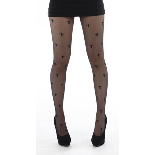 Black sheer Tights Stockings with small Crosses Gothic Goth Witch Pamela Mann
