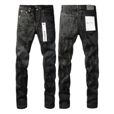 2025 New Purple Brand men's fashion splash-ink Slim fit Leisure jeans