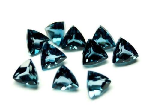 Lot of 3mm to 10mm Trillion Faceted Cut-Natural London Blue Topaz Loose Gemstone 